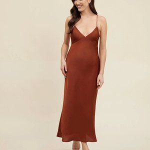 Davenport Dress Park and Fifth Rust Bubble Satin Size Medium